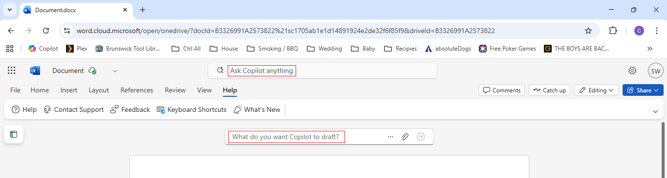 Copilot online in Word
